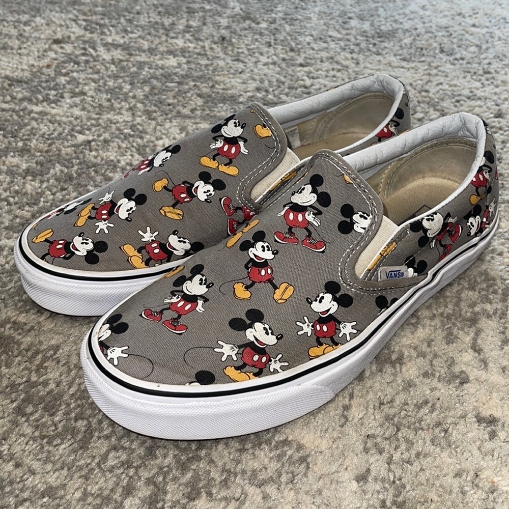 Vans Slip On Disney Mickey Mouse Canvas Men 9.5 Women… Gem